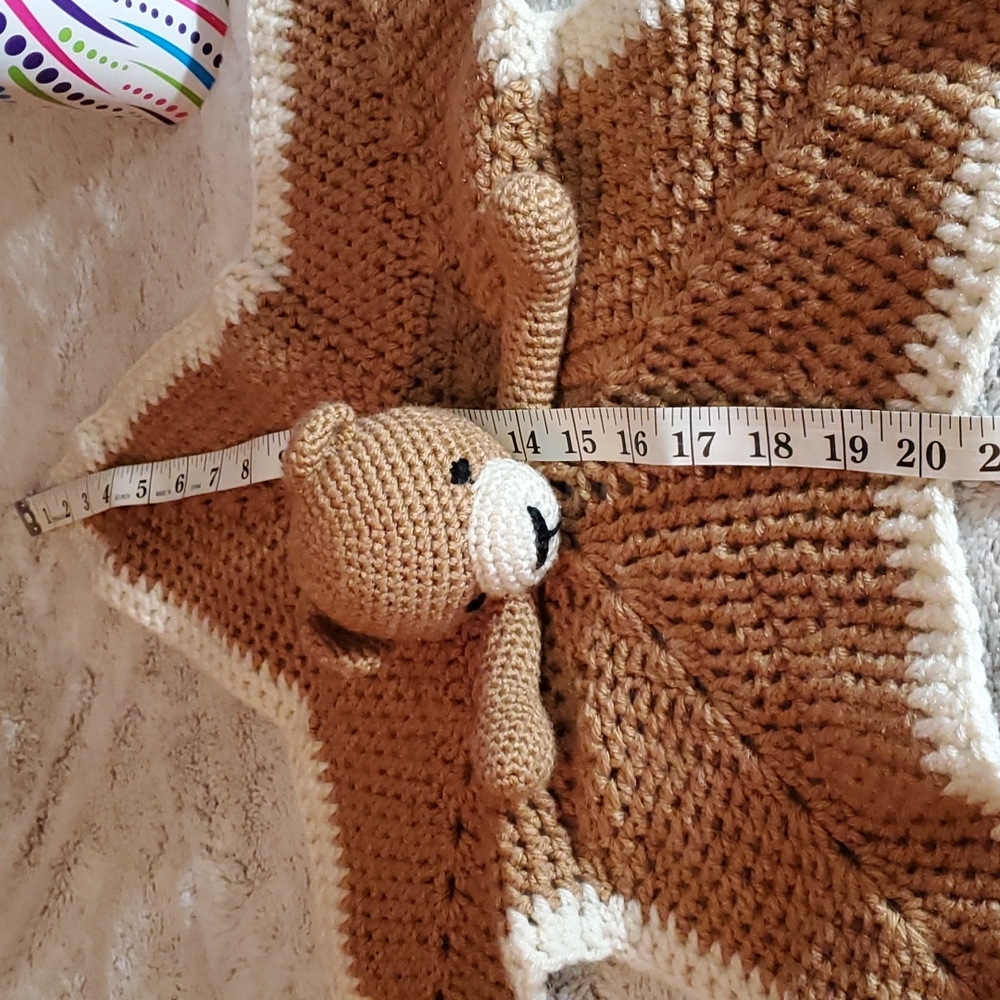 Handmade Knitted 5-Point Star Infant's Teddy Bear Snuggle Blankie-Washable - Picture 13 of 15